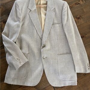 Men's Light Beige Textured Two-Button Blazer